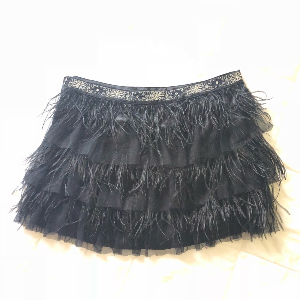 Guess Ostrich Feather Mini Skirt